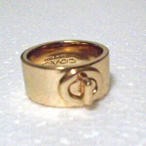 NEW VINTAGE AUTHENTIC Y2K COACH GOLD TONE TURNLOCK RING IN COACH CLOTH BAG